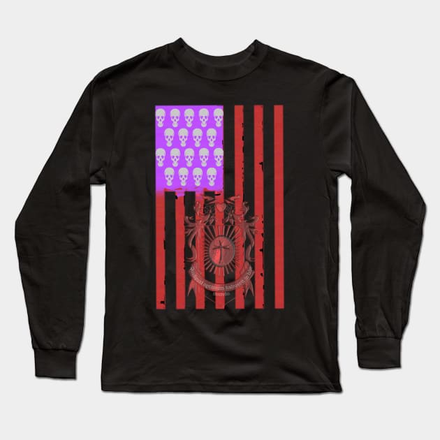Skulls and Stripes Long Sleeve T-Shirt by OfficialGraveyard